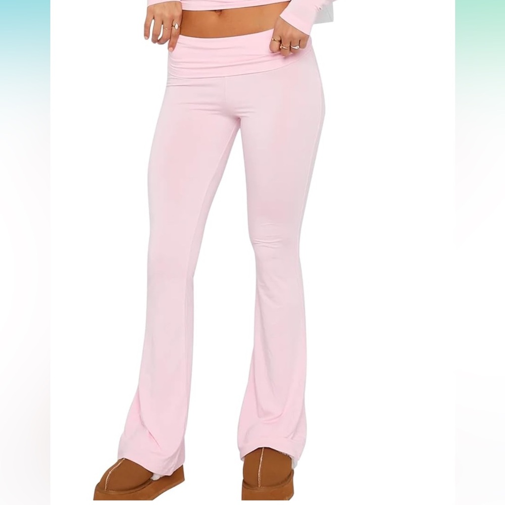 Amazon Pink fold over lounge flare pants